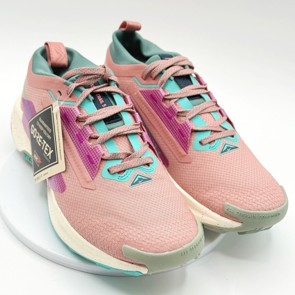Nike Pegasus Trail 5 GTX Womens Size 8 Gore-Tex Red Stardust Green Shoes FQ0912 - Picture 3 of 8